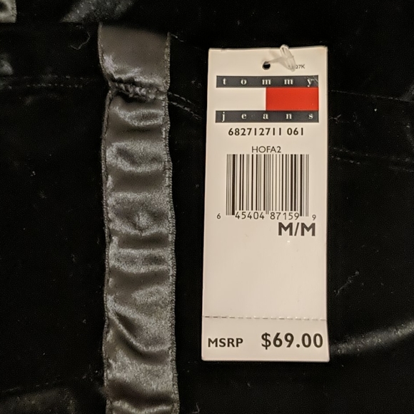 NWT TOMMY JEANS Black Velvet Strapless Dress - Picture 4 of 7